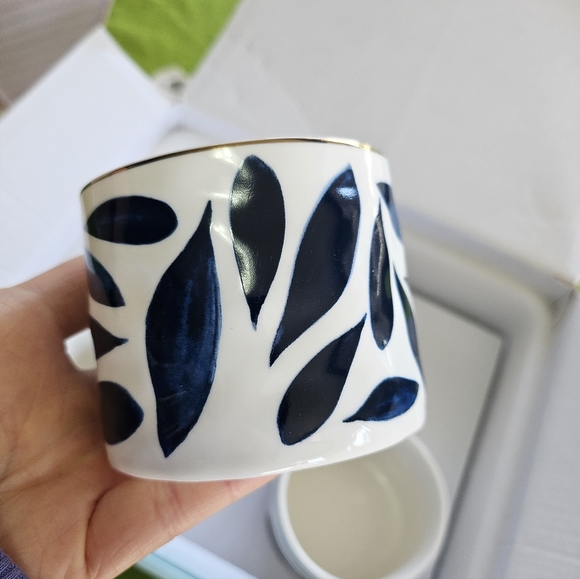 Lenox Blue Ray Round Snack Bowl with Wood Tray - Picture 5 of 9